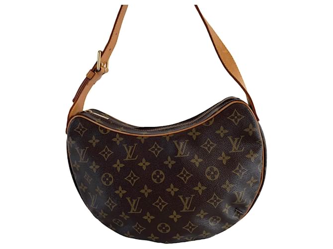 Louis Vuitton Croissant MM bolsa de ombro monograma Marrom Couro Lona  ref.651930