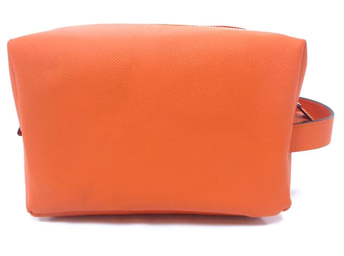 Autre Marque Orange leather vanity case  ref.651967