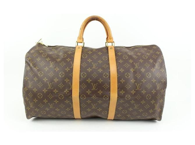 Louis Vuitton Monograma Keepall 55 Boston Duffle Bag Couro  ref.652029