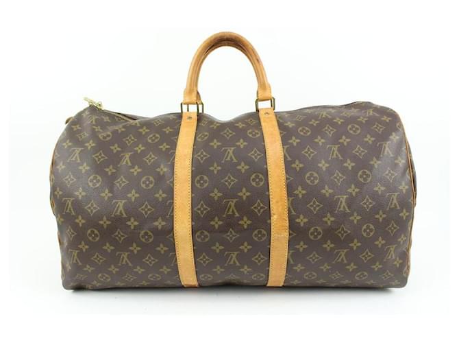 Louis Vuitton Large Monogram Keepall 55 Boston Duffle Bag  Leather  ref.652033