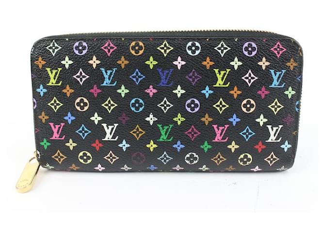 Zippy Louis Vuitton Long portefeuille zippé noir monogramme litchi multicolore avec fermeture éclair  ref.652034