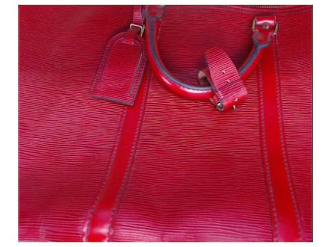 Louis Vuitton Red Epi Keepall 55 Roja Cuero  ref.652101
