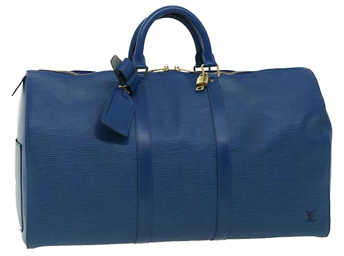 Louis Vuitton Keepall 50 Azul Couro  ref.652493