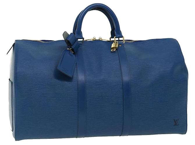 Louis Vuitton Keepall 50 Blau Leder  ref.652493