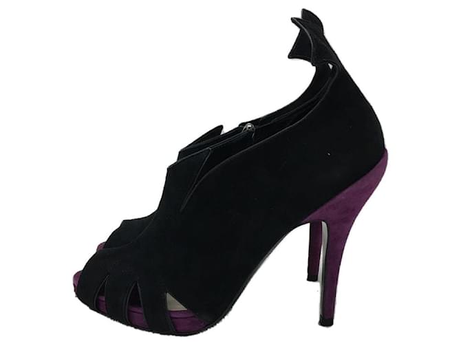 Christian Dior Des sandales Suede Noir Violet  ref.652536
