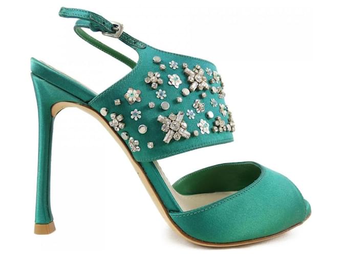 *Christian Dior Sandals Green Suede  ref.652643