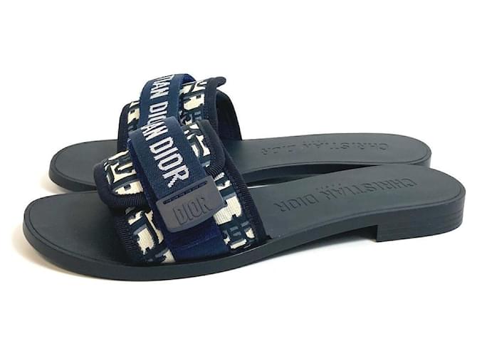 *[Dior] Dior Oblique Dior Revolution Low Heel Sandals Rubber/Jacquard Women's Navy Navy blue  ref.652655