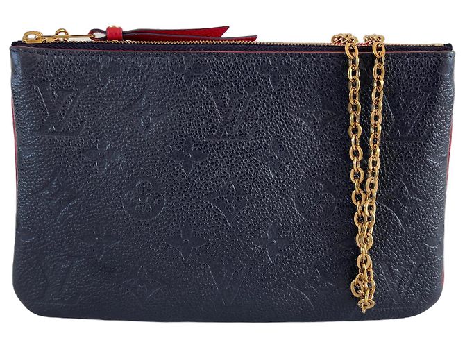 Pochette con zip foderata Louis Vuitton marine rouge blu navy a tracolla Rosso Bordò Blu scuro