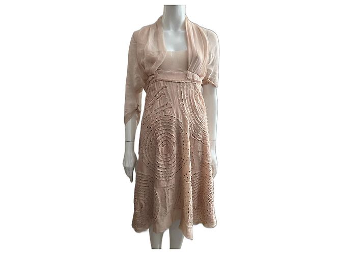 Max Mara Pink silk chiffon dress with sequins