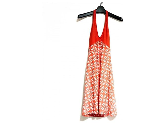 *CHANEL Einteiliges Neckholder-Kleid/Mini Orange Nylon  ref.652756