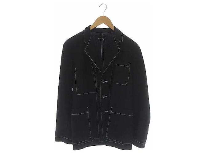 Trico Comme des Garçons tricot COMME des GARCONS  color stitch design jacket tailored thin 3b Black White Wool  ref.652789
