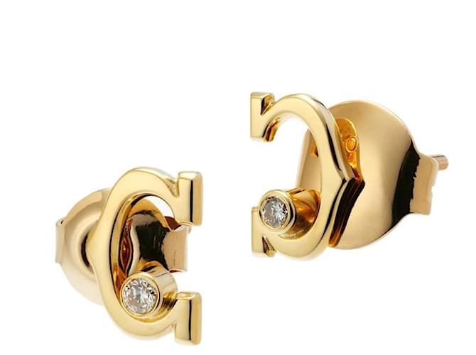 Boucles d'oreilles Cartier CII Do Or jaune Diamant Doré  ref.652863