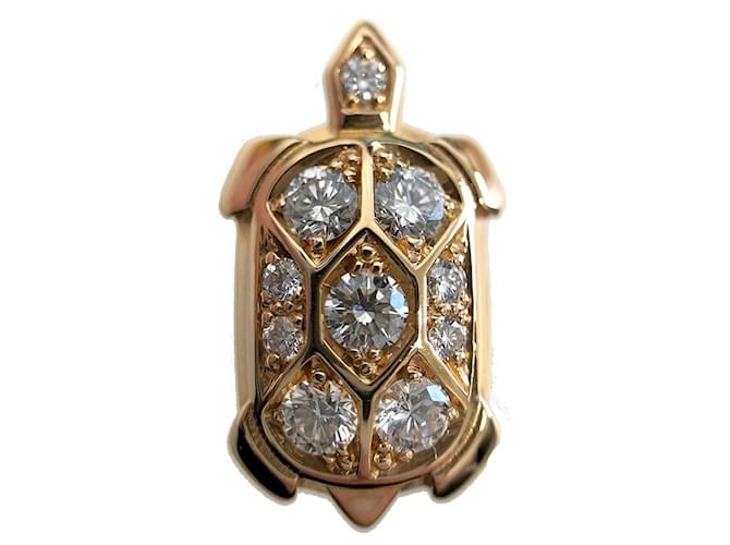 Brincos Cartier Tortue pavé de diamantes para uma orelha Turtle Motif Dourado Ouro  ref.652868