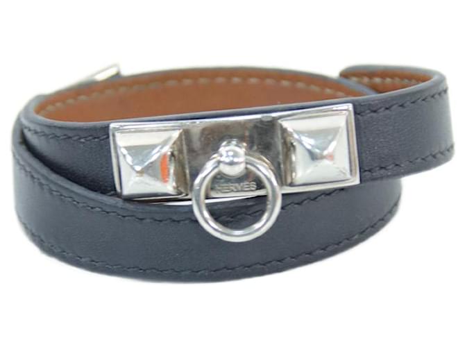 Bracelet Hermès Rivale Black Leather  ref.653116