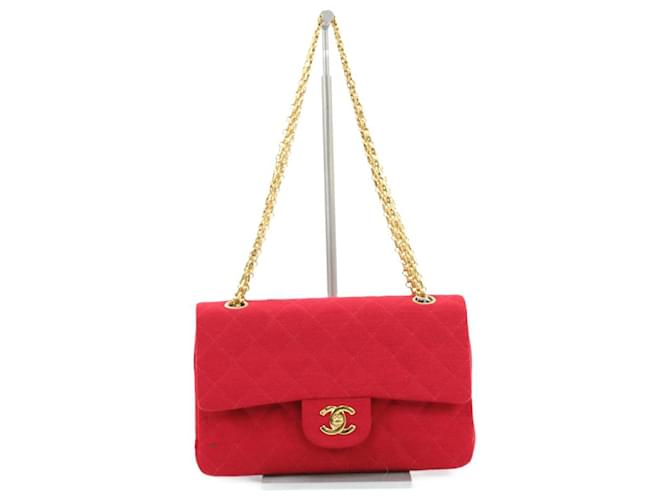 Chanel zeitlose Handtasche Rot Leinwand  ref.653118