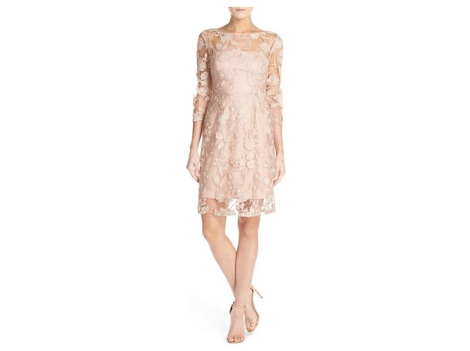 Vera Wang vestido de renda e paetês rosa claro