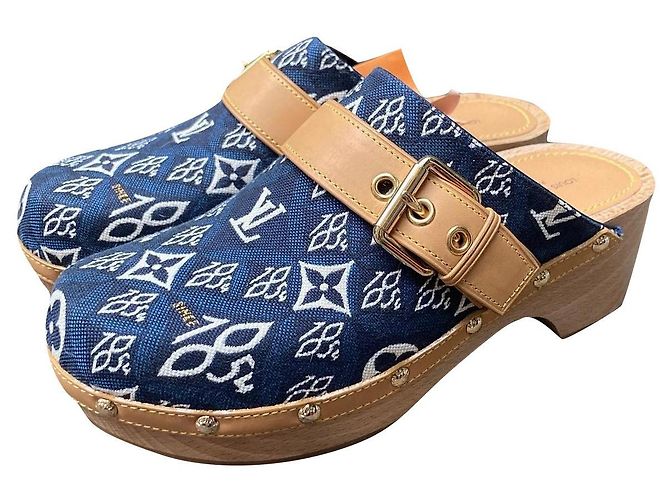 Sublime new Louis Vuitton clogs in box 37 Collection 1854 White Blue