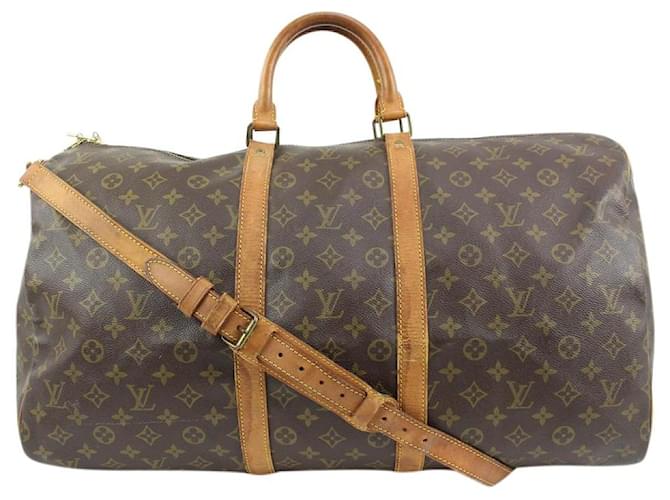 Louis Vuitton Monogram Keepall Bandouliere 55 Boston Duffle Bag with Strap Leather  ref.653626