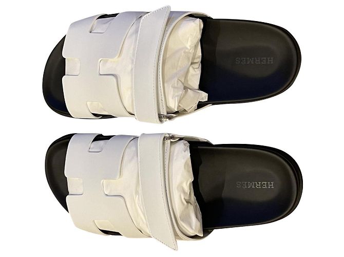 Hermès Cyprus Espadrilles weiß Leder 40.5