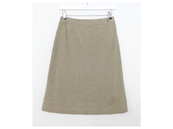 Chanel SS99 Quilted Detail Skirt Beige Cotton  ref.654082