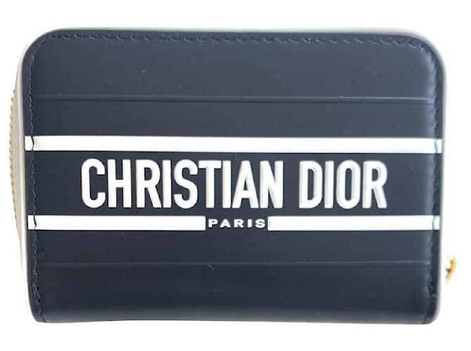 Christian Dior SMALL DIOR VIBE VOYAGEUR CARD HOLDER Blue Leather  ref.654127