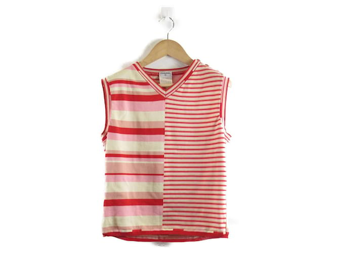 *Chanel Sleeveless Clothing Tops Red Cotton  ref.654177