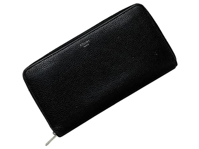 Céline Zip Around Black Leather  ref.654193