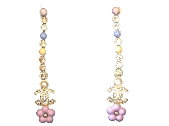 Chanel dangly earrings Golden Metal  ref.654234