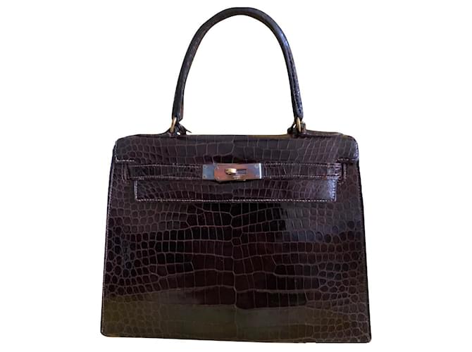 Hermès Kelly Brown Exotic leather  ref.654322
