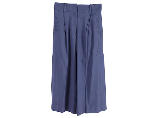 Diane Von Furstenberg Calça Flared Cropped em linho azul  ref.654402