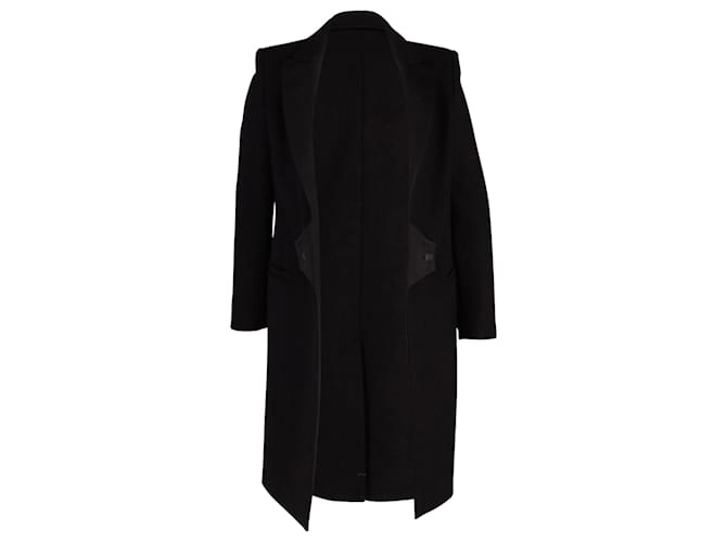 Abrigo de botonadura sencilla en lana negra de Balmain Negro  ref.654406
