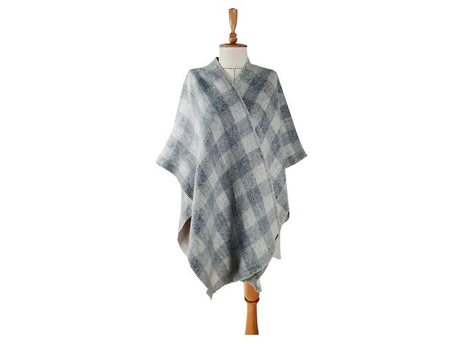 Poncho Woolrich de cashmere cinza