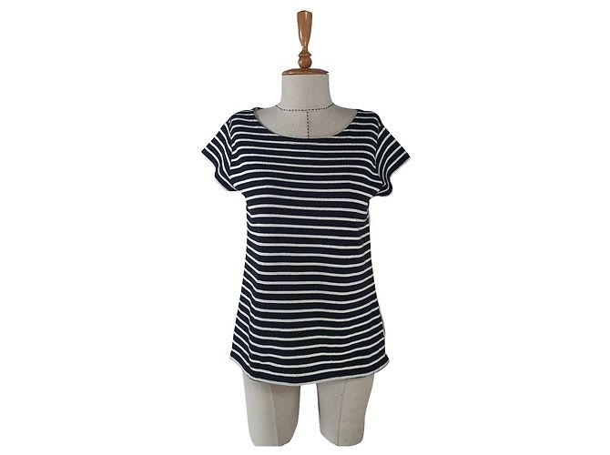 Top de algodón a rayas azul y blanco Mads Norgaard