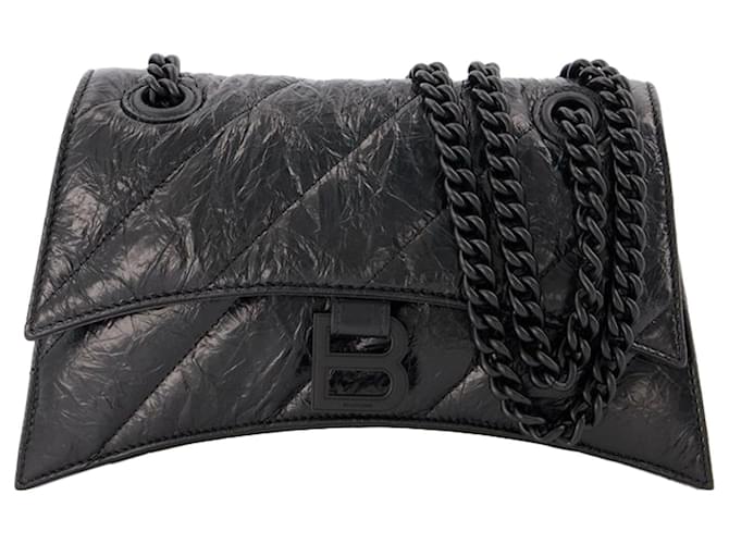 Crush Chain S Hobo Bag - Balenciaga -  Black - Leather Pony-style calfskin  ref.654784