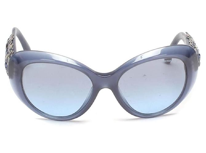 chanel Camellia Cat Eye Tinted Gafas de sol azul Metal  ref.654884