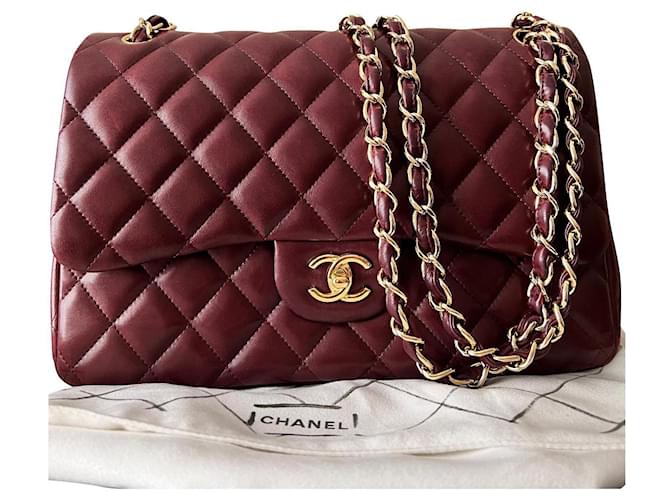 Timeless Chanel lined flap Jumbo Cognac Leather  ref.655017