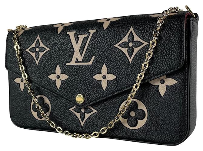 Authentic Louis Vuitton Black Monogram Empreinte Felicie Pochette