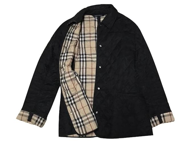 Burberry diamond quilted jacket lined in nova check Black Polyester  ref.655138