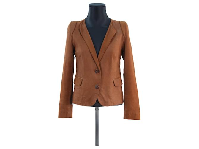 Jacket Sandro 1 Brown Leather  ref.655446