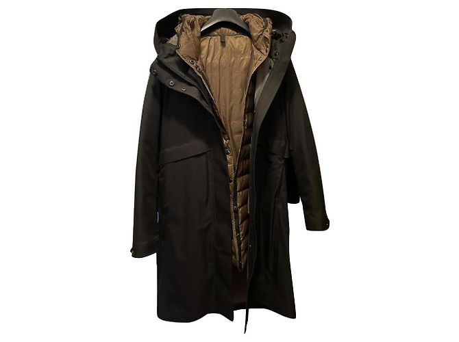 Blauer Parka Lungo Nero