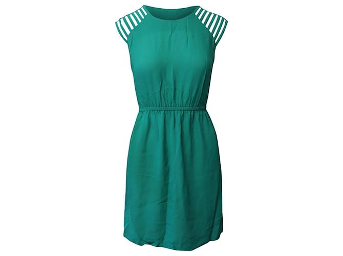 Sandro Paris Shoulder Cut Out Mini Dress in Green Viscose Cellulose fibre  ref.655847