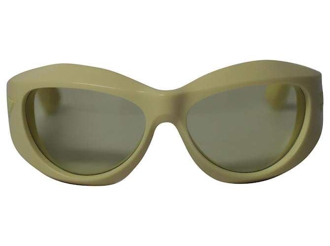 Gafas de sol redondas de inyección gruesa en acetato amarillo de Bottega Veneta Fibra de celulosa  ref.655859
