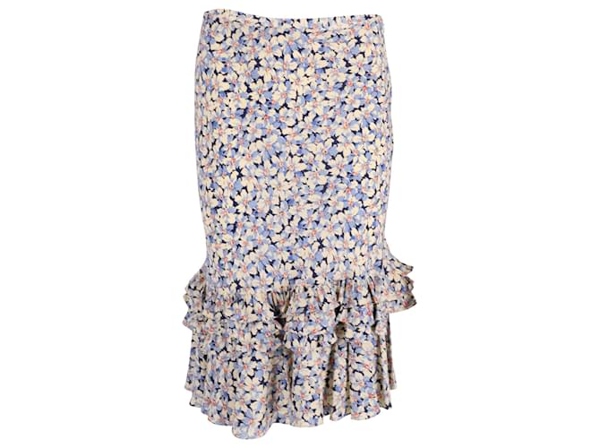 Ralph Lauren Floral Ruffled Midi Skirt in Multicolor Cotton   ref.655860