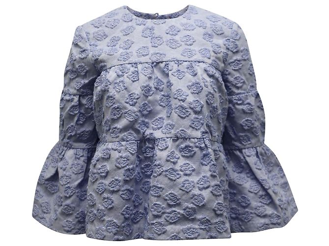 Marc by Marc Jacobs Co Tiered Seeksucker Swing-Bluse aus blauem Acryl