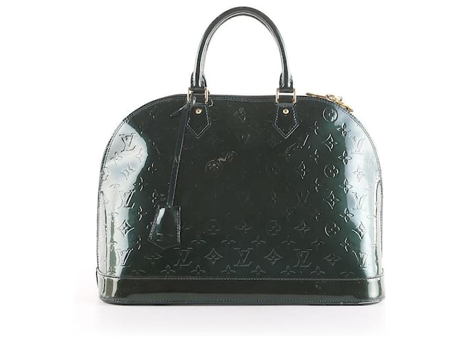 Louis Vuitton Bolso verde oscuro con monograma Vernis Alma GM Cuero Charol  ref.655978