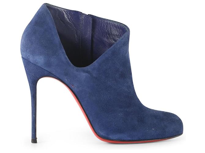 Christian Louboutin Indigo Suede Lisse Ankle Booties Blue  ref.655981