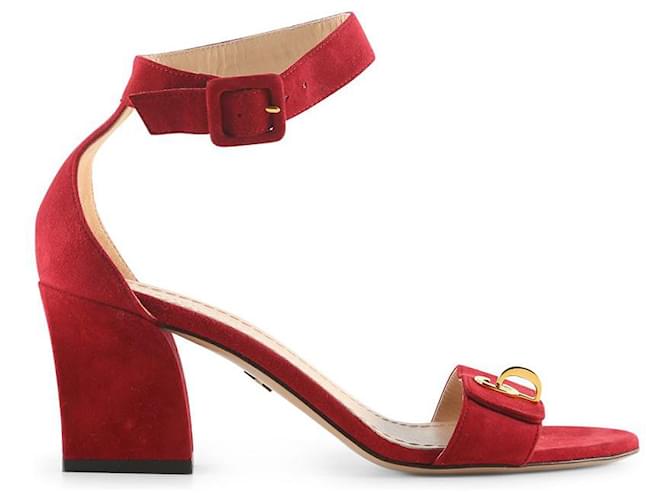 Christian Dior Burgundy Suede C'est Open Toe Ankle Strap Sandals Red Dark red  ref.656038