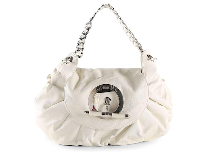 Christian Dior White Leather Jazz Club Hobo Bag  ref.656064
