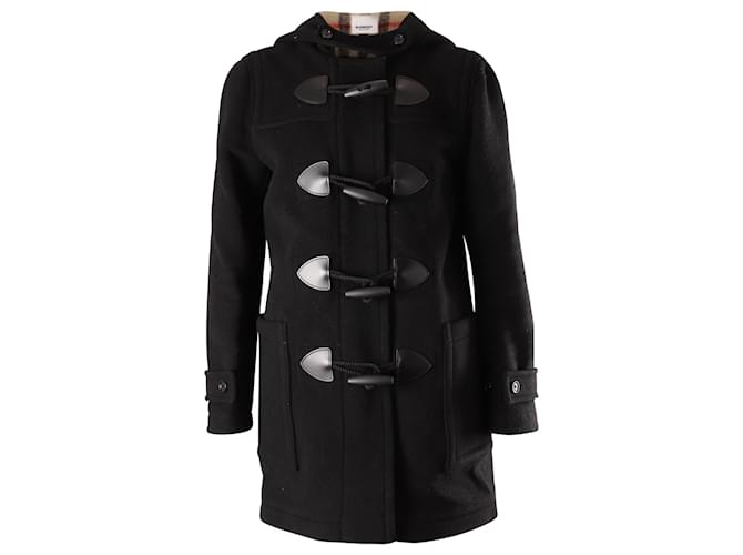 Burberry London Classic Double-Face Toggle Duffle Coat in Black Wool  ref.656068