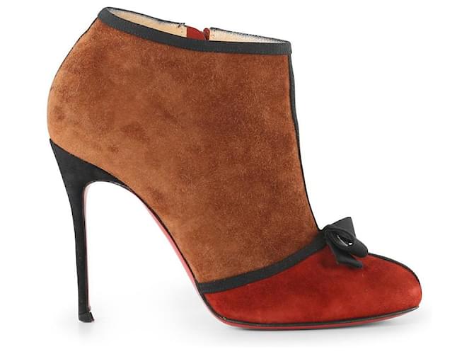 Christian Louboutin Brown & Red Suede Arnoeud Ankle Boots Multiple colors  ref.656085